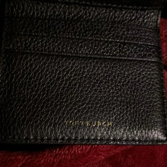 Tory Burch Trifold Compact Wallet in Black Pebbled Leather - Picture 12 of 16